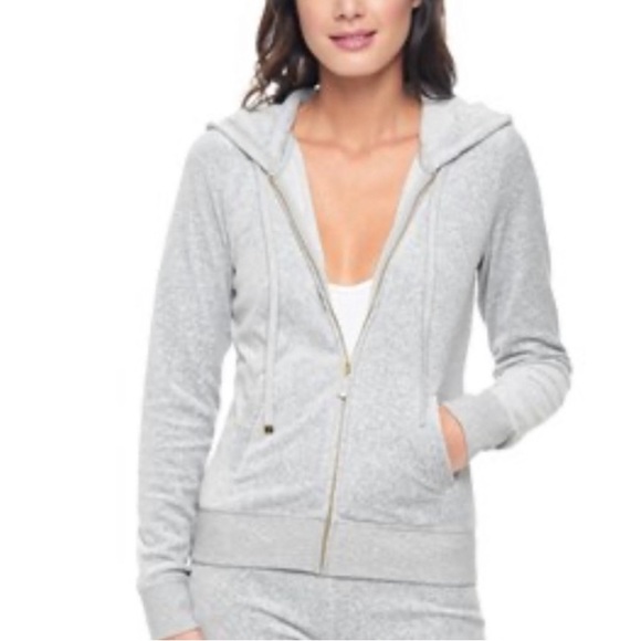 Juicy Couture Y2K 2000’s Light Grey Velour Hooded Zip Up Track Jacket Size Small - Picture 14 of 16